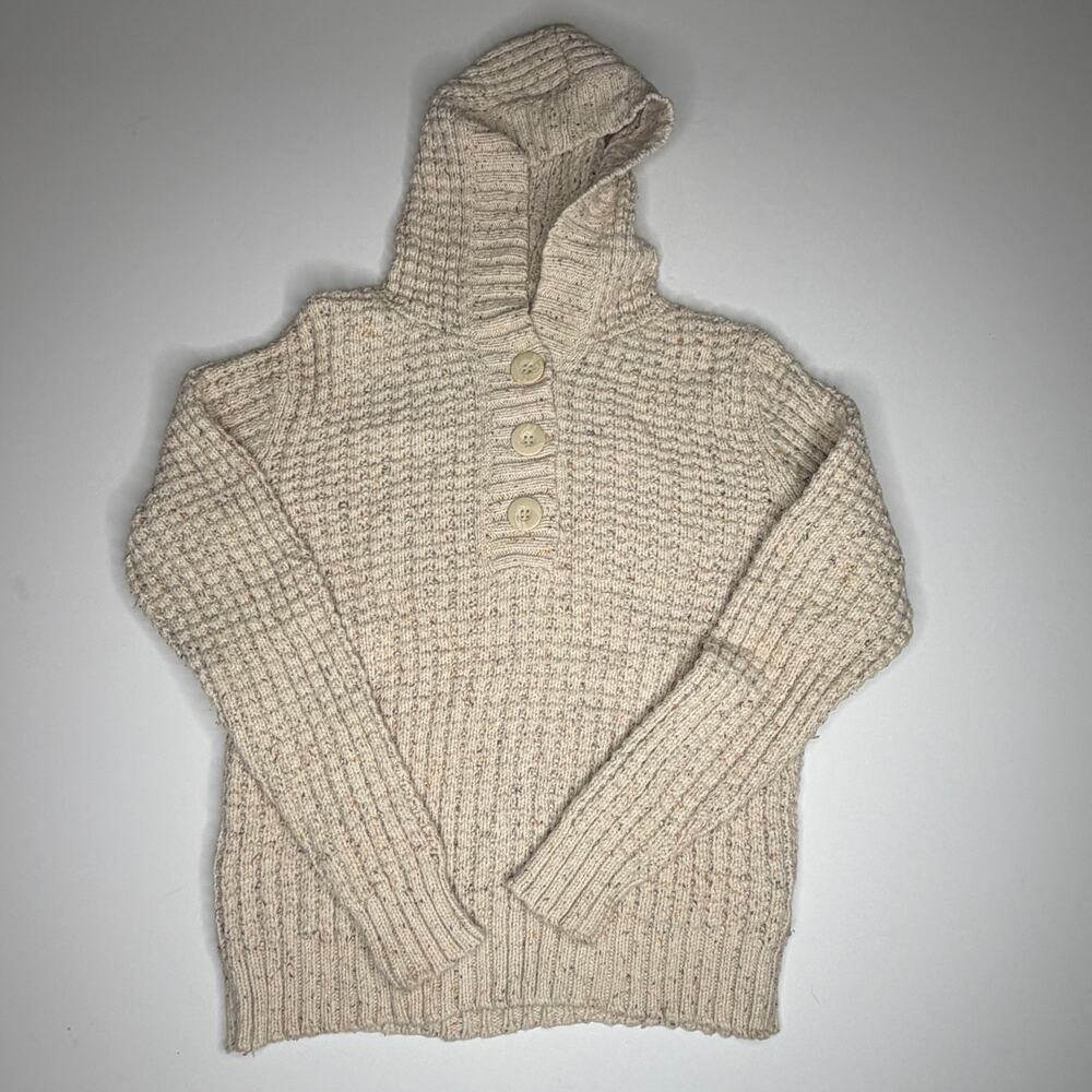 Dress Barn Cream Chunky Knit Hooded Sweater M